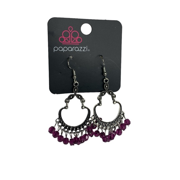 Paparazzi Earring /Babe Alert /Purple Beads - Picture 2 of 7